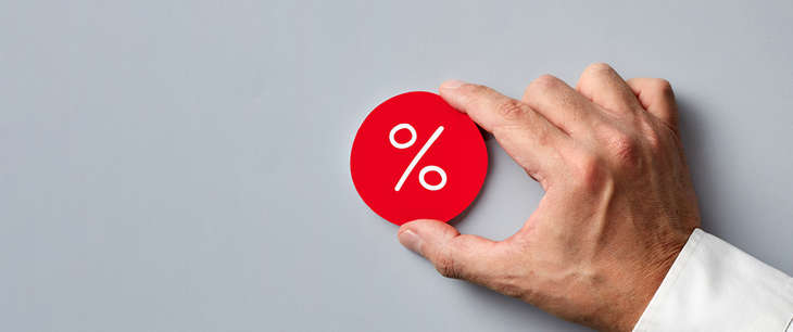 Percentage symbol in hand
