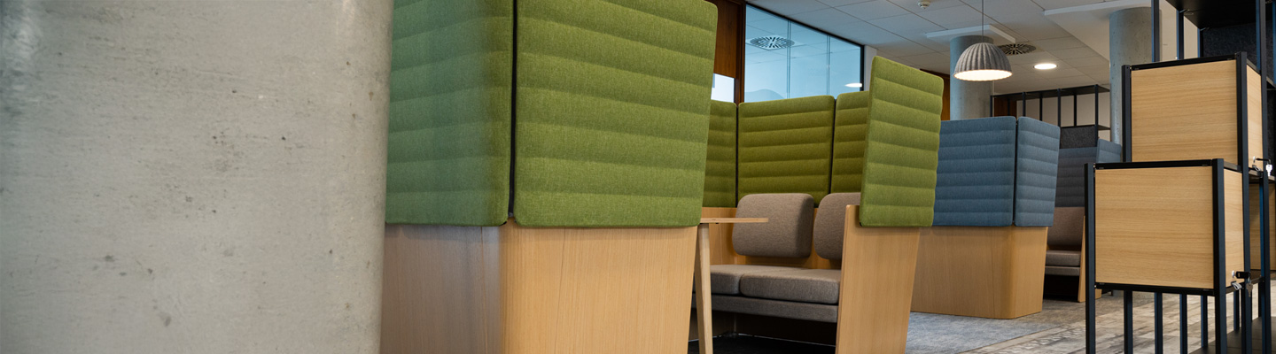 Private working booths in the BDO Hub collaborative working office.