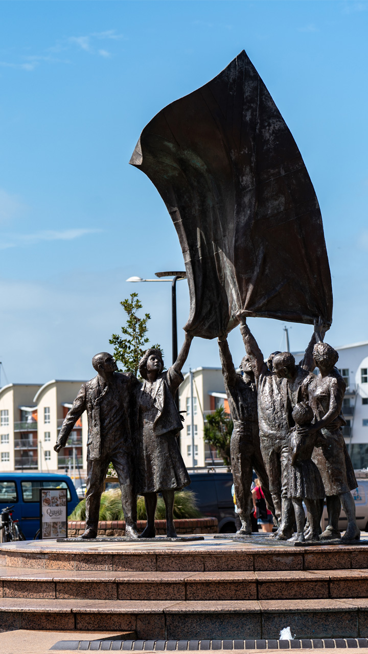 Liberation square sculpture in St Helier Jersey.