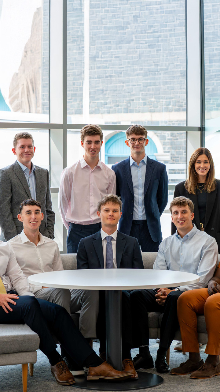 BDO Bursary student team photo in a bright modern office