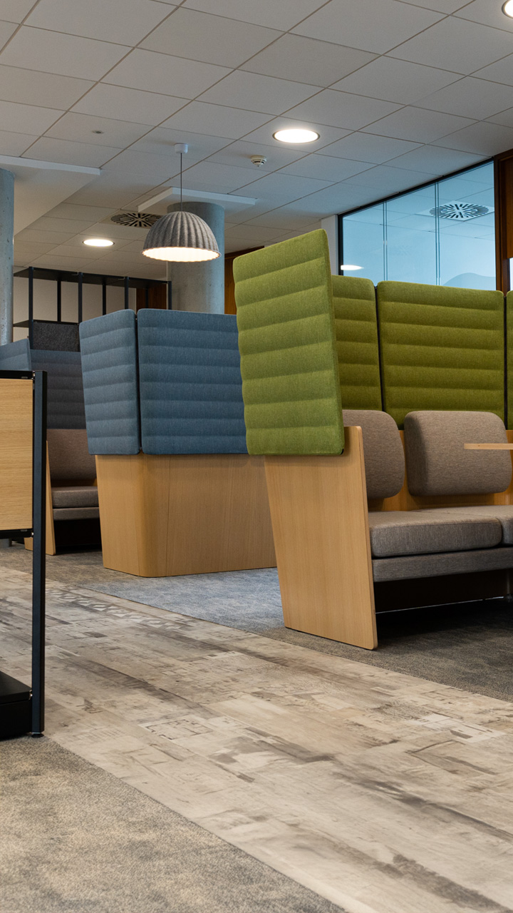 Private working booths in the BDO Hub collaborative working office.
